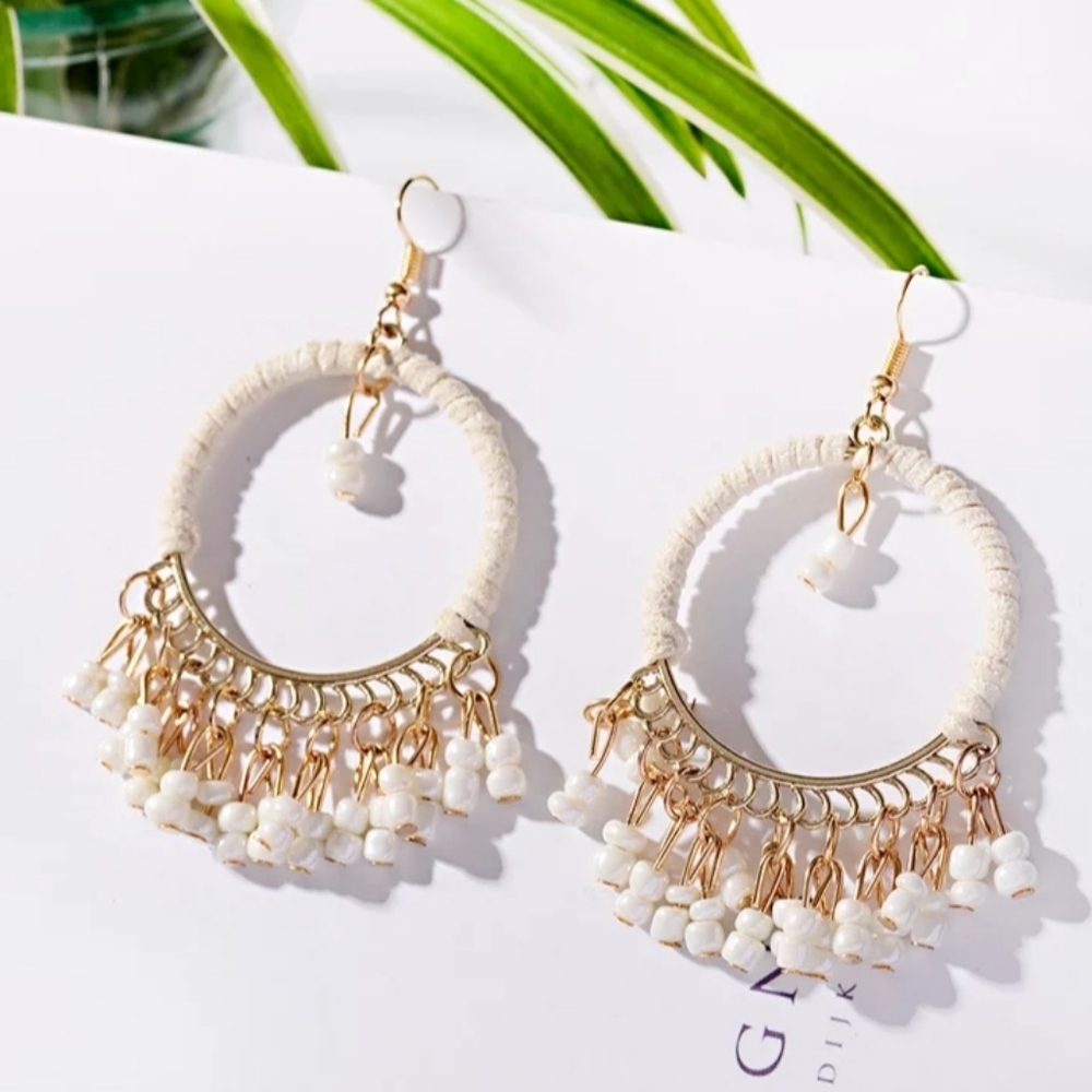 White Bohemian Earrings